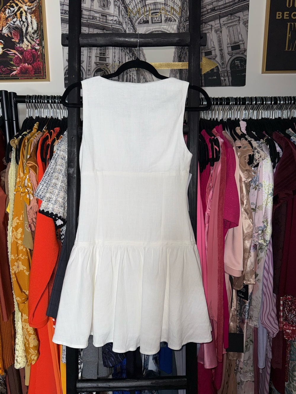 Princess Polly Alissea Keyhole Linen Blend Mini Dress White US 4 New NWOT - Picture 11 of 13